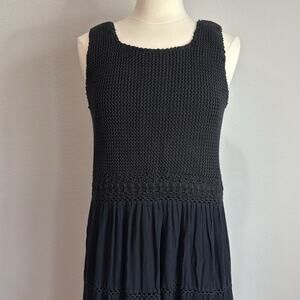 Soothe Black Crochet Tank Maxi Dress Size L